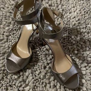 Vince Camuto Silver Ankle Strap Heels